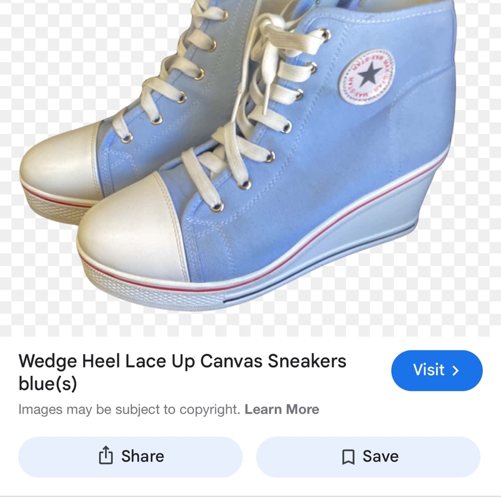 New Max Star Blue High-Top Wedge Lace-Up Canvas Sneakers